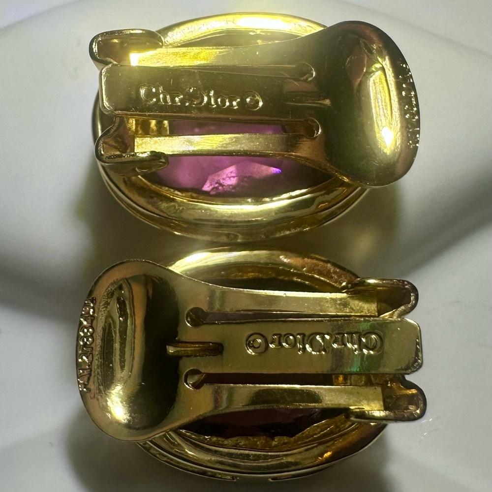 Vintage Christian DIOR Amethyst Crystal Earrings - Picture 2 of 5